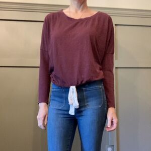 𝅺EBERJEY Heather Slouchy Lounge Tee Burgundy Size Small
